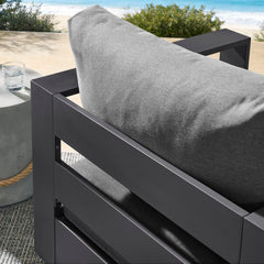 Tahoe Gray/Charcoal Outdoor Patio Powder-Coated Aluminum Swivel Armchair - Ornate Home