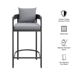 Tahoe Gray Outdoor Patio Aluminum Bar Chair - Ornate Home