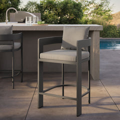 Tahoe Gray Outdoor Patio Aluminum Counter Stool - Ornate Home