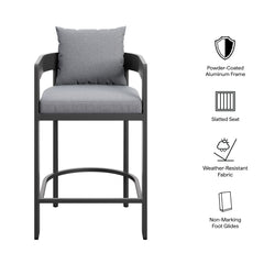 Tahoe Gray Outdoor Patio Aluminum Counter Stool - Ornate Home