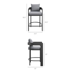 Tahoe Gray Outdoor Patio Aluminum Counter Stool - Ornate Home