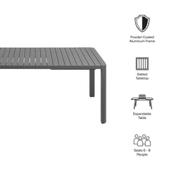 Tahoe Gray Outdoor Patio Aluminum Extendable Dining Table - Ornate Home