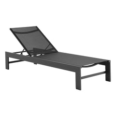 Tahoe Gray Outdoor Patio Mesh and Aluminum Chaise Lounge - Ornate Home