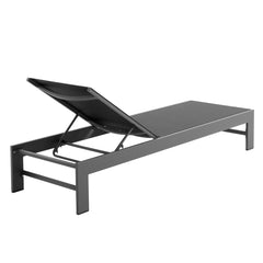 Tahoe Gray Outdoor Patio Mesh and Aluminum Chaise Lounge - Ornate Home