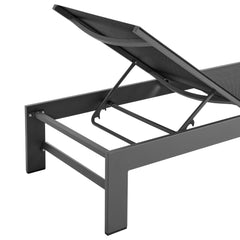 Tahoe Gray Outdoor Patio Mesh and Aluminum Chaise Lounge - Ornate Home