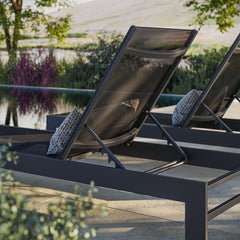 Tahoe Gray Outdoor Patio Mesh and Aluminum Chaise Lounge - Ornate Home