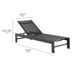 Tahoe Gray Outdoor Patio Mesh and Aluminum Chaise Lounge - Ornate Home