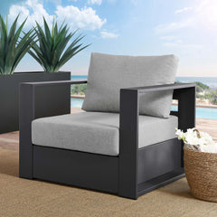 Tahoe Gray Outdoor Patio Powder-Coated Aluminum Armchair - Ornate Home