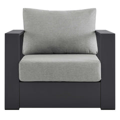 Tahoe Gray Outdoor Patio Powder-Coated Aluminum Armchair - Ornate Home