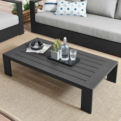 Tahoe Gray Outdoor Patio Powder-Coated Aluminum Coffee Table - Ornate Home