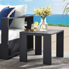 Tahoe Gray Outdoor Patio Powder-Coated Aluminum End Table - Ornate Home