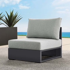 Tahoe Gray Outdoor Patio Powder-Coated Aluminum Modular Armless Chair - Ornate Home