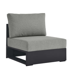 Tahoe Gray Outdoor Patio Powder-Coated Aluminum Modular Armless Chair - Ornate Home