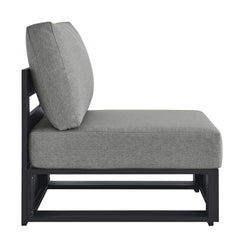 Tahoe Gray Outdoor Patio Powder-Coated Aluminum Modular Armless Chair - Ornate Home