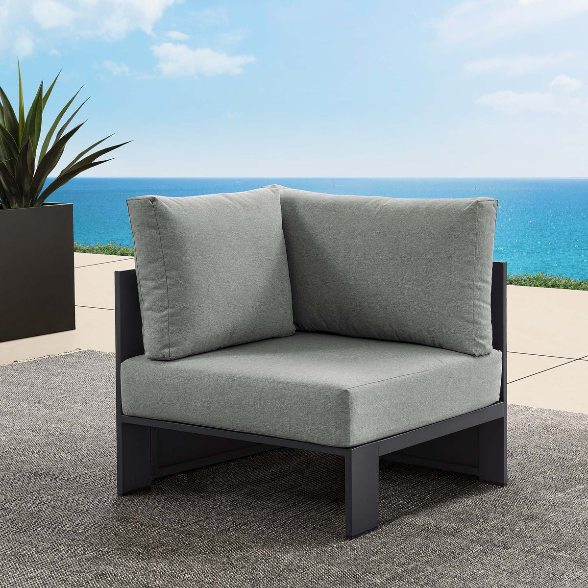 Tahoe Gray Outdoor Patio Powder-Coated Aluminum Modular Corner Chair - Ornate Home