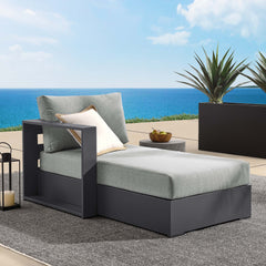 Tahoe Gray Outdoor Patio Powder-Coated Aluminum Modular Left-Facing Chaise Lounge - Ornate Home