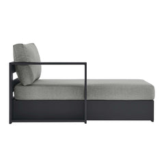 Tahoe Gray Outdoor Patio Powder-Coated Aluminum Modular Left-Facing Chaise Lounge - Ornate Home