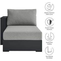Tahoe Gray Outdoor Patio Powder-Coated Aluminum Modular Left-Facing Chaise Lounge - Ornate Home