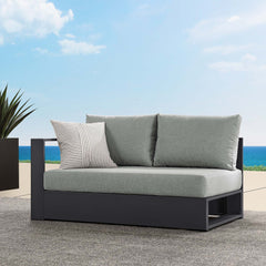 Tahoe Gray Outdoor Patio Powder-Coated Aluminum Modular Left-Facing Loveseat - Ornate Home