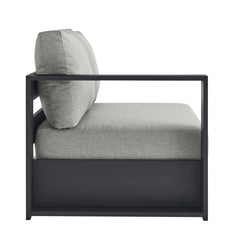 Tahoe Gray Outdoor Patio Powder-Coated Aluminum Modular Left-Facing Loveseat - Ornate Home