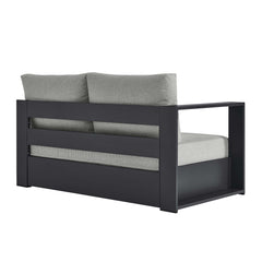 Tahoe Gray Outdoor Patio Powder-Coated Aluminum Modular Left-Facing Loveseat - Ornate Home