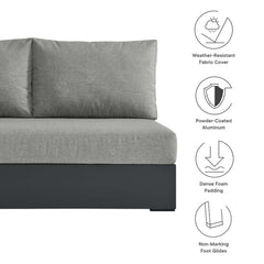Tahoe Gray Outdoor Patio Powder-Coated Aluminum Modular Left-Facing Loveseat - Ornate Home