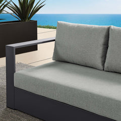 Tahoe Gray Outdoor Patio Powder-Coated Aluminum Modular Left-Facing Loveseat - Ornate Home