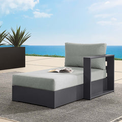Tahoe Gray Outdoor Patio Powder-Coated Aluminum Modular Right-Facing Chaise Lounge - Ornate Home