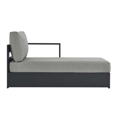 Tahoe Gray Outdoor Patio Powder-Coated Aluminum Modular Right-Facing Chaise Lounge - Ornate Home