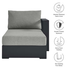 Tahoe Gray Outdoor Patio Powder-Coated Aluminum Modular Right-Facing Chaise Lounge - Ornate Home