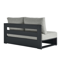 Tahoe Gray Outdoor Patio Powder-Coated Aluminum Modular Right-Facing Loveseat - Ornate Home