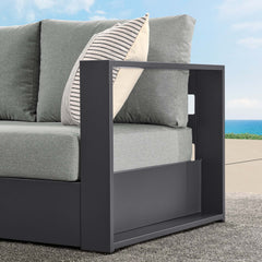 Tahoe Gray Outdoor Patio Powder-Coated Aluminum Modular Right-Facing Loveseat - Ornate Home