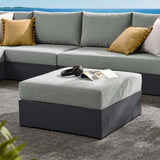 Tahoe Gray Outdoor Patio Powder-Coated Aluminum Ottoman - Ornate Home