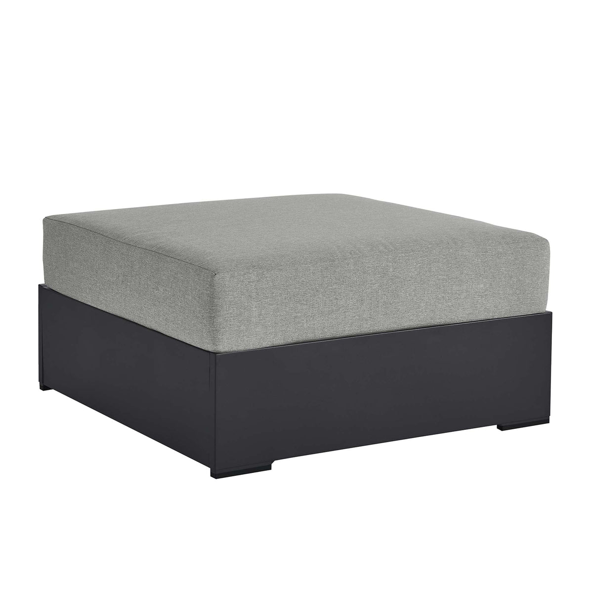Tahoe Gray Outdoor Patio Powder-Coated Aluminum Ottoman - Ornate Home