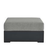 Tahoe Gray Outdoor Patio Powder-Coated Aluminum Ottoman - Ornate Home