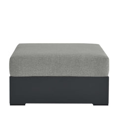Tahoe Gray Outdoor Patio Powder-Coated Aluminum Ottoman - Ornate Home