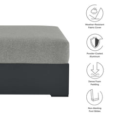 Tahoe Gray Outdoor Patio Powder-Coated Aluminum Ottoman - Ornate Home