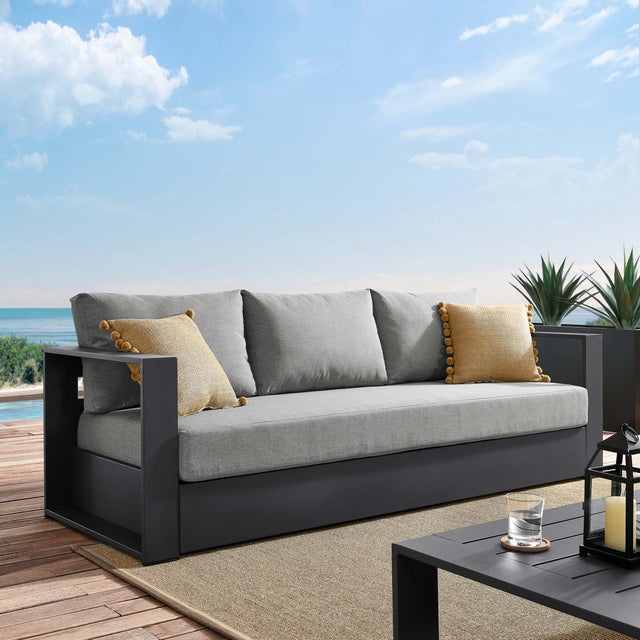 Tahoe Gray Outdoor Patio Powder-Coated Aluminum Sofa - Ornate Home