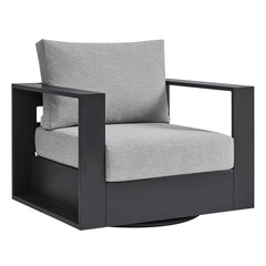 Tahoe Gray Outdoor Patio Powder-Coated Aluminum Swivel Armchair - Ornate Home