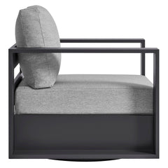 Tahoe Gray Outdoor Patio Powder-Coated Aluminum Swivel Armchair - Ornate Home