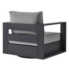 Tahoe Gray Outdoor Patio Powder-Coated Aluminum Swivel Armchair - Ornate Home