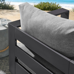 Tahoe Gray Outdoor Patio Powder-Coated Aluminum Swivel Armchair - Ornate Home
