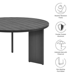 Tahoe Gray Round Outdoor Patio Aluminum Dining Table - Ornate Home