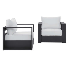 Tahoe Gray/White 2-Piece Outdoor Patio Powder-Coated Aluminum Armchair Set - Ornate Home