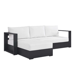 Tahoe Gray/White 2-Piece Outdoor Patio Powder-Coated Aluminum Left-Facing Chaise Sectional Sofa Set - Ornate Home