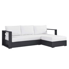Tahoe Gray/White 2-Piece Outdoor Patio Powder-Coated Aluminum Right-Facing Chaise Sectional Sofa Set - Ornate Home