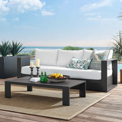 Tahoe Gray/White 2-Piece Outdoor Patio Powder-Coated Aluminum Set - Ornate Home