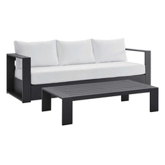 Tahoe Gray/White 2-Piece Outdoor Patio Powder-Coated Aluminum Set - Ornate Home