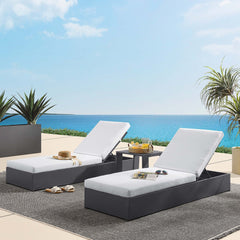 Tahoe Gray/White 3-Piece Outdoor Patio Powder-Coated Aluminum Chaise Lounge Set - Ornate Home