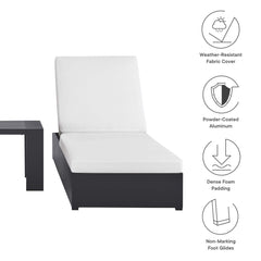 Tahoe Gray/White 3-Piece Outdoor Patio Powder-Coated Aluminum Chaise Lounge Set - Ornate Home